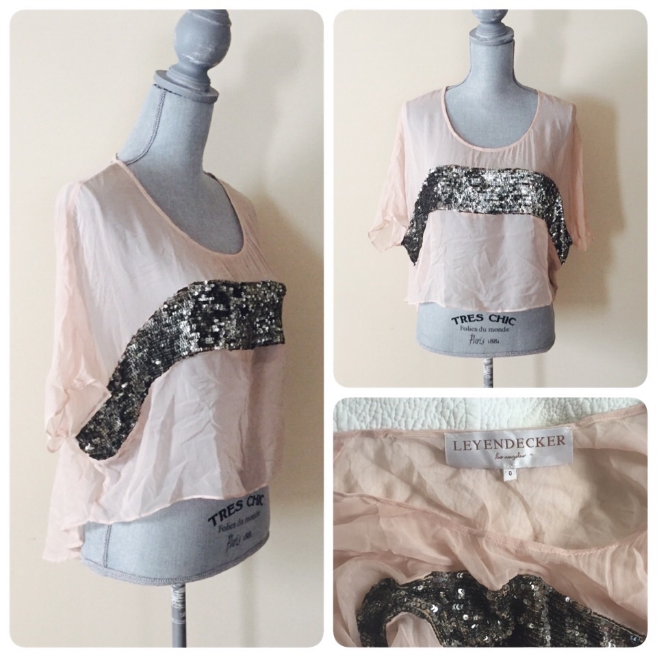 Leyendecker La Sheer Blush Silk & Sequin Blouse